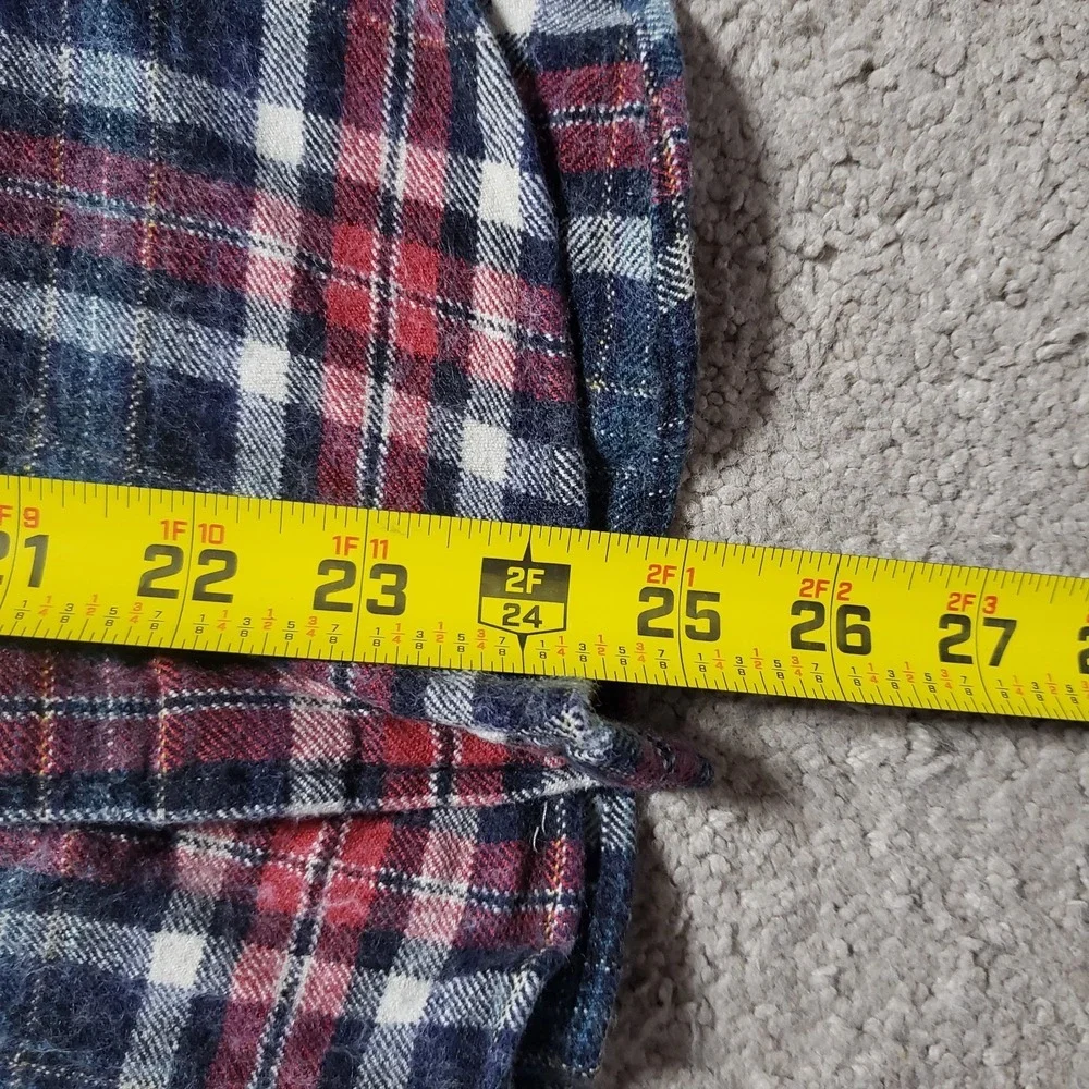 Vintage Ralph Lauren Flannel Shirt Mens Med (FITS SMALL) Plaid Silk Wool Cotton